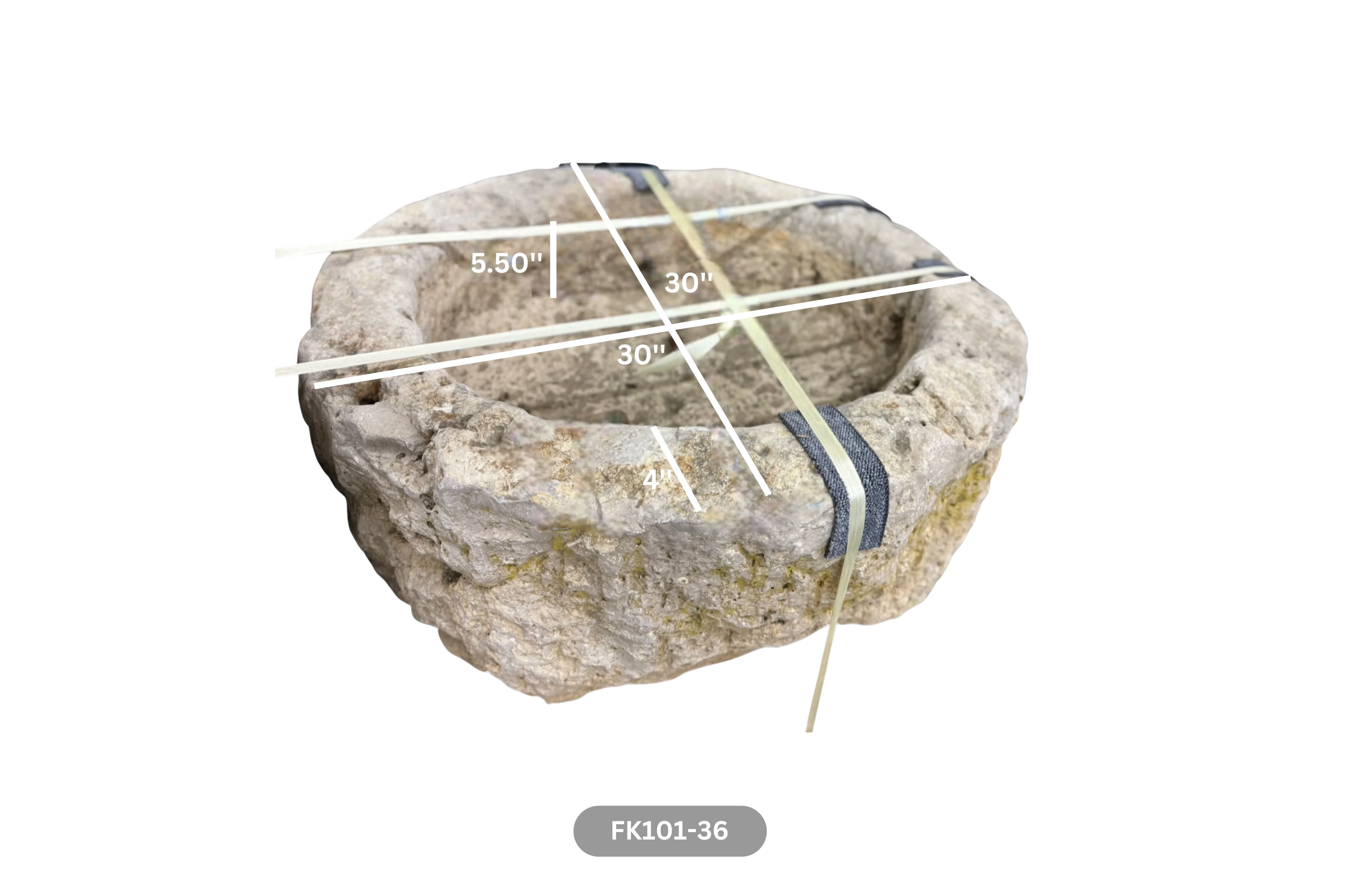 French Antique Round Limestone Trough - Image 4